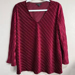 Alfani  Womens Top Burgundy Faux Velvet Metallic Mod Blouse Photo 0