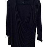 Grace Elements π€ Grace Jersey Knit 3/4 Sleeve Surplice Faux Wrap Top, Black, Plus-Size 2X Photo 0