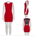 MASON ELASTIC CUTOUT BACK SLEEVELESS RED BLACK SHEATH DRESS 4 Photo 1
