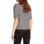 frame denim Frame Black White Striped Silk Blouse Photo 4