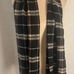 Scottish 100% Cashmere Plaid Scarf Black White Check Fringe Photo 0
