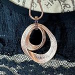 Gold Waterdrop Brushed Pendant on a Gold Rope Chain Photo 5