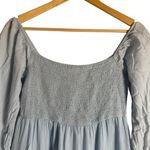 Area Stars Eyelet Trim Light Blue Long Sleeve Square Neck Dress Size Medium Photo 5