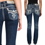 Rock Revival SOPHIA BOOT CUT DARK WASH FLEUR RHINESTONE JEANS SZ. 25" EUC Photo 6