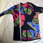 Chico's  Abstract Floral Print Duster Cardigan Navy Blue Pink Green Size Small Photo 9