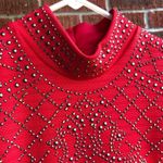 Bebe  Jeweled & Beaded red sleeveless fitted high neck Mini Dress Size Medium Photo 5