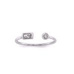 Boutique Dainty White Gold Filled Ring with Baguette‎ & Round Simulate, Adjustable Photo 1