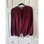 ZARA  Puff Sleeve Shoulder Studded Maroon Blouse Top Small Photo 4