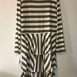 LuLaRoe Dress Cream & Tan Striped Georgia Dress Sz 3X NWT Ruffled Skirt Long Slv Photo 9