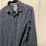 Cactus New York Slim Fit Paisley Print Long Sleeve Button Up Shirt Women Small Blue Photo 1