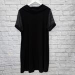 Joseph Ribkoff  Dress Style 222110 Size 16 Black Mesh Cowl Neck Sheath Shirt Photo 5