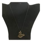 Boho Chic Minimalist Faux Gold Coated Black String Outline Pendant Necklace Photo 1