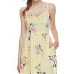 SO  Sundress Cross Neck Yellow Floral Photo 0