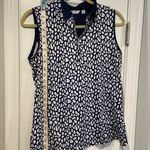 Lady Hagen Size S Quarter Zip Sleeveless Collared Navy Blue White Top Golf Photo 8