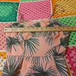 A New Day Size Medium Pink Green Palm Cropped Peplum Summer Beach Vacation Top Photo 2