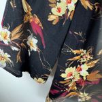 J Jill Floral Bird Cardinal Blouse Medium Artsy Rayon Lightweight Boho Flowy Black Photo 6