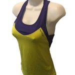 Saucony Bra Top Racerback Tank Zip Pocket On Back Size S Purple/Chartreuse Bike Photo 2