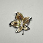 Van Dell Sterling Leaf Autumn Fall Enameled Brooch Pin Silver Photo 3