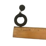 VTG Decorative Black Textured Fabric Knot Circular Dangle Earrings Photo 10