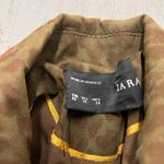 ZARA  Basic Women's‎ XS Army Green Leopard Animal Print Trench Coat Long Pockets Photo 8