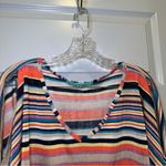 Karlie Multicolor Striped V Neck Slit Batwing Sleeve Crop Blouse size S Photo 2
