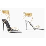 Black Suede Studio Talia Heel Pointy Sandal in Silver Gold 39 New with Box Women Size 8 Photo 13