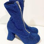 Stella McCartney  Women’s Blue Groove Glitter Zip Ankle Boots Size 10 Photo 4