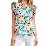CROSBY by Mollie Burch Flutter Cap Sleeve Zoe Top Island Lillies Mixed Print, XS Photo 1