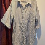 POL  Striped Gray and White Women’s  Shirt. Size M Photo 0