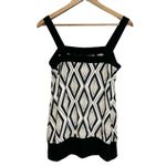 White House | Black Market  Womens S Silk Tank Top Diamond Black‎ Tan White Preppy Photo 1