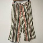 Beach Lunch Lounge Womens Pants Size L Stripe Linen Crop Wide Leg Photo 1