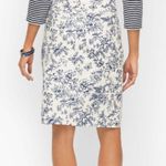 Talbots Skirt Womens Size 4P Bird Toile Print Denim A-Line Stretch Floral Skirt Photo 9
