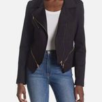 BLANK NYC NEW Psychopath Ponte Knit Zip Moto Jacket Black Rosegold Women's L Photo 0