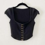 Are You Am I Zinha Crop Corset Tee Top in Black Photo 7