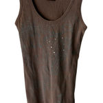 Daytrip Y2k Tank Top Womens Small Brown Lace Trim Ribbed Sleeveless Boho Photo 0