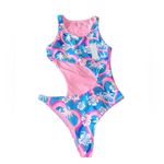 frankie's bikinis NWT Mel Mesh High Neck One Piece Swimsuit Tropic Love Small Photo 1