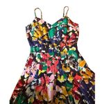 J. Crew Multicolored Brushstroke Silk Floral Abstract Sleeveless Dress Sz 2 Black Photo 11