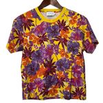 Tanya Taylor Sara Floral Tee Yellow Multicolor Women’s Size Small Organic Cotton Purple Photo 5