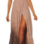 Lulus LULU’S STOLEN MOMENTS DUSTY PINK MAUVE LACE-UP MAXI LACE DRESS L Photo 0