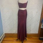 La Femme Strapless Two-Piece Trumpet Gown in Dark Berry Size US 12 Photo 10