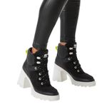 Sorel Womens Size 6.5 Waterproof Brex Heel Boots Black White Lace Up 4" NWT Photo 1