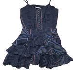 Derek Lam 10 Crosby Silk Slip Dress With Ruffle Skirt Southwest Abstract Print Blue Photo 5