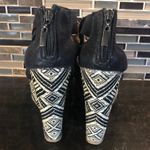 Nine & Co. Black patterned straw‎ wedge sandals womens size 7 Photo 4