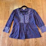 Coldwater Creek  purple lace trim blouse size large Photo 6