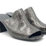 Jeffrey Campbell  Petra Block Heel Jelly Slide Black Glitter Sandal Womens Size 7 Photo 5