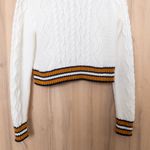 Kendall + Kylie Womens Cable Knit Sweater Size L White Cropped Preppy Classic Varsity Old Money Photo 2