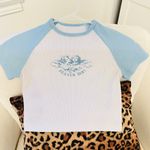 Brandy Melville Heaven sent baby baseball blue and white tee size small Photo 11