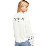 Urban Outfitters Free People Western Bohemian Sundance Kid Embroidered Pearl Snap Henley Top M L Photo 5