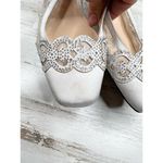 J Renee Silver Gray Lace Rhinestone Embellished Square Toe Slingback Heels 9.5 Photo 9