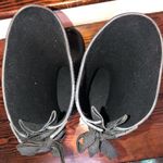 Coach Jacquard Signature C Laced Up Back Bow Heeled Black Rainboots Sz 9 Photo 15